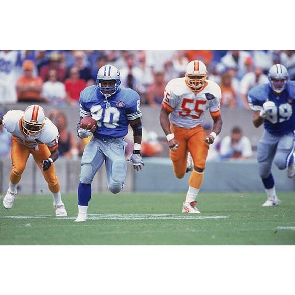 Barry SANDERS 90s Detroit Lions STARTER Reversible jersey XL blue white NFL vtg - Picture 14 of 16